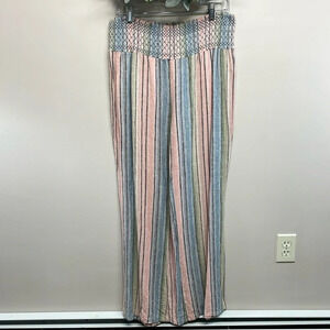 SOLinen Blend Multicolored Striped Wide Leg Pants XL
